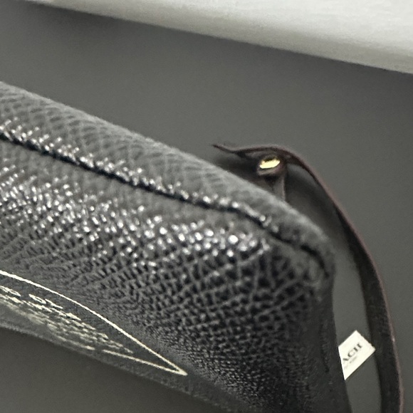 Coach NWT Black Textured Large Wristlet. Black w Maroon Tubing & Gold Hardware. - Picture 7 of 9